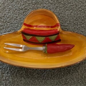 NWOB Ceramic Dish with Fork
